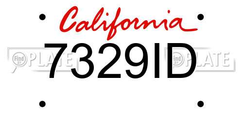7329ID California License Plate
