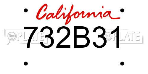 732B31 California License Plate