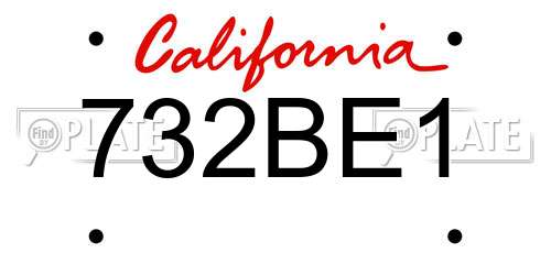 732BE1 California License Plate