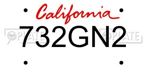 732GN2 California License Plate