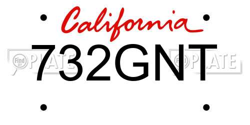 732GNT California License Plate
