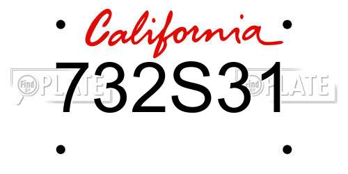 732S31 California License Plate