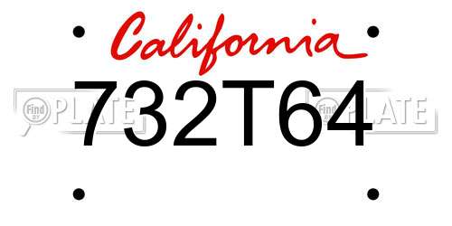 732T64 California License Plate