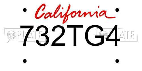 732TG4 California License Plate