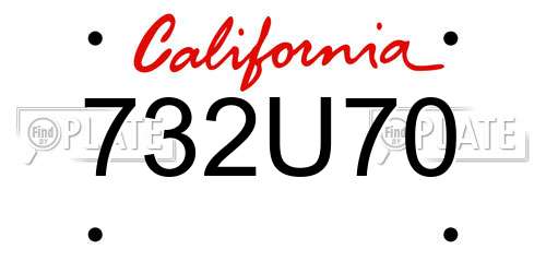 732U70 California License Plate