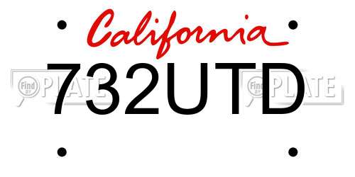 732UTD California License Plate