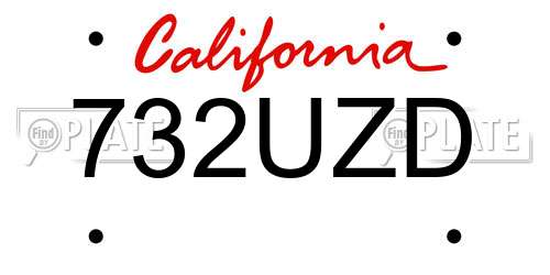 732UZD California License Plate