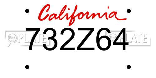 732Z64 California License Plate