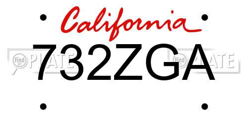 732ZGA California License Plate