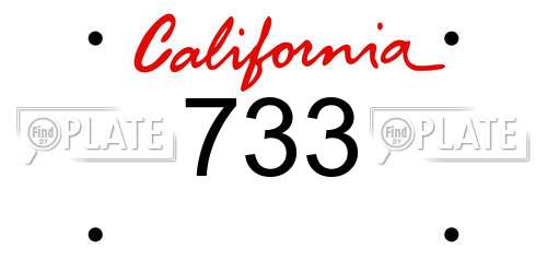 733 California License Plate