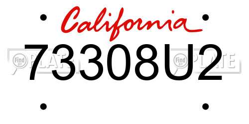 73308U2 California License Plate