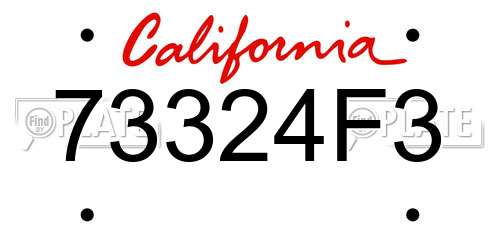 73324F3 California License Plate