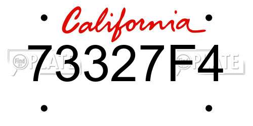 73327F4 California License Plate