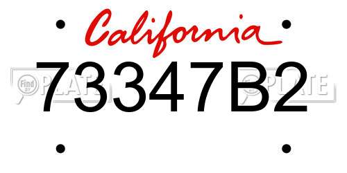 73347B2 California License Plate
