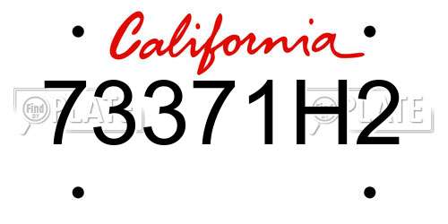 73371H2 California License Plate