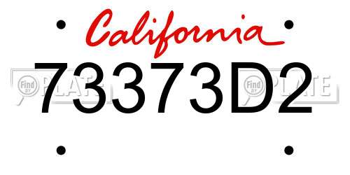 73373D2 California License Plate