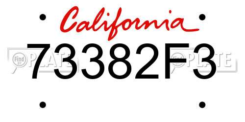 73382F3 California License Plate