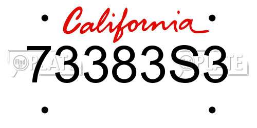 73383S3 California License Plate
