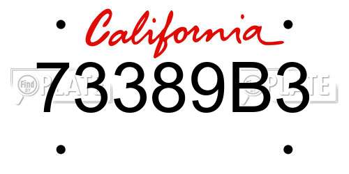73389B3 California License Plate
