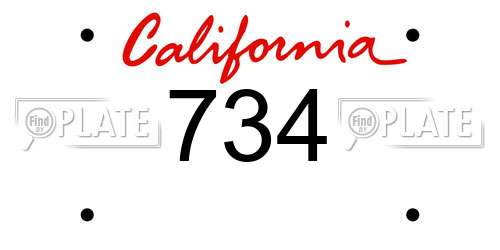 734 California License Plate