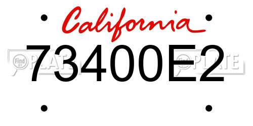73400E2 California License Plate
