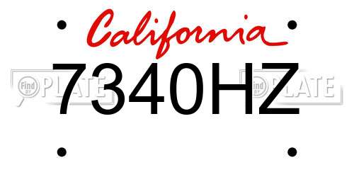 7340HZ California License Plate