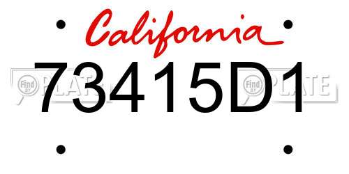 73415D1 California License Plate