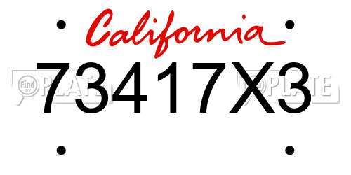 73417X3 California License Plate