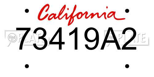 73419A2 California License Plate
