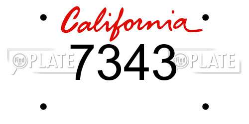 7343 California License Plate