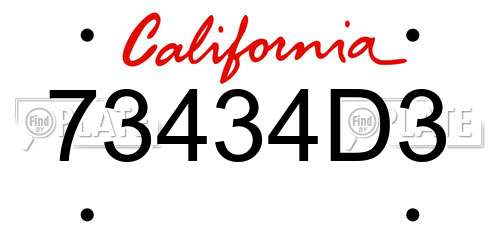 73434D3 California License Plate