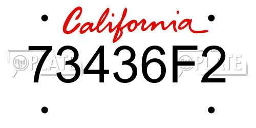 73436F2 California License Plate