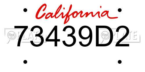 73439D2 California License Plate