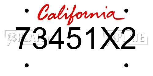 73451X2 California License Plate