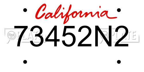 73452N2 California License Plate