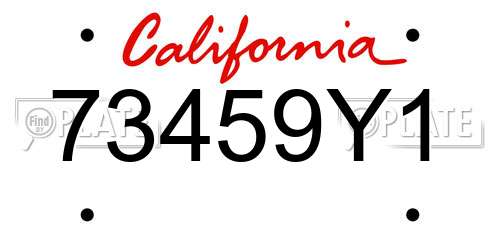 73459Y1 California License Plate