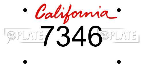 7346 California License Plate