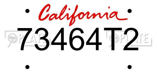 73464T2 California License Plate