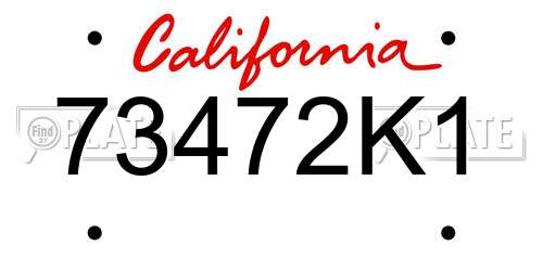 73472K1 California License Plate