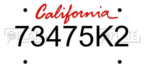 73475K2 California License Plate