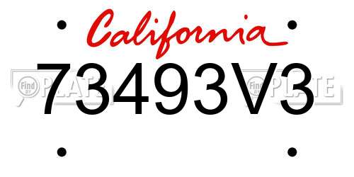 73493V3 California License Plate