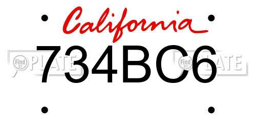734BC6 California License Plate