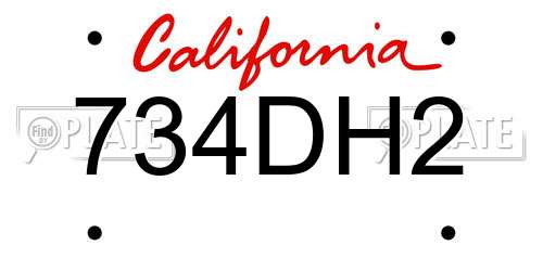734DH2 California License Plate