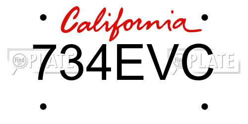 734EVC California License Plate
