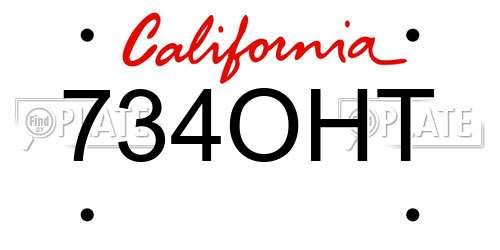 734OHT California License Plate