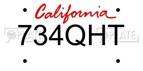 734QHT California License Plate