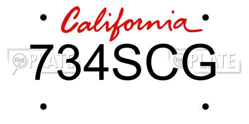 734SCG California License Plate