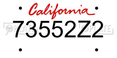73552Z2 California License Plate