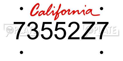 73552Z7 California License Plate