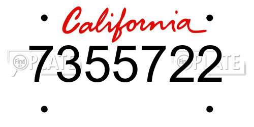 7355722 California License Plate